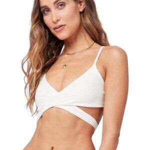 L*SPACE CLOE WRAP BIKINI TOP CREAM BOHO BEACH CHIC CABANA RESORT FESTIVAL SM